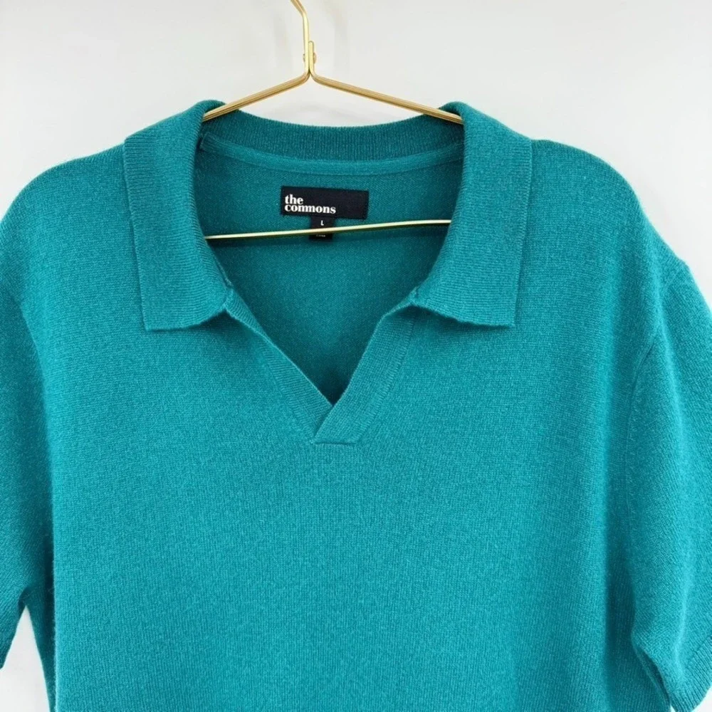 The Commons Johnny 100% Cashmere Collared Polo Sweater Short Sleeve Quiet Luxury - Picture 3 of 8